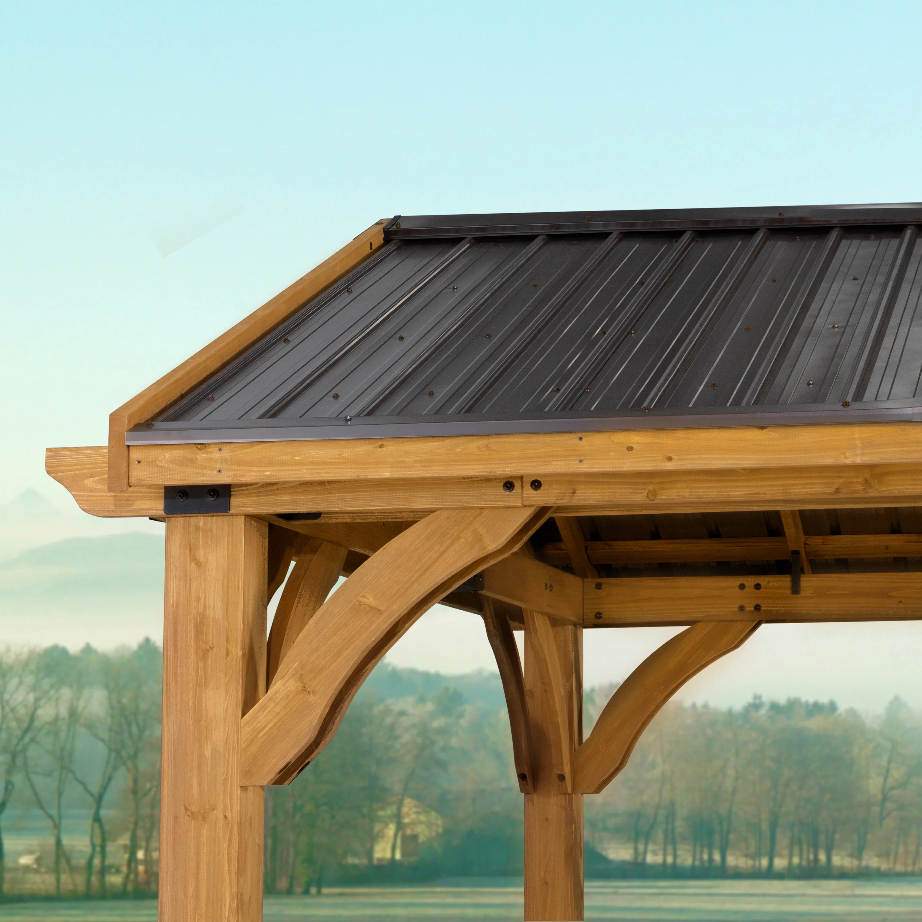 12x10 Arlington Gazebo with Electric - Lt Brown - Image 6