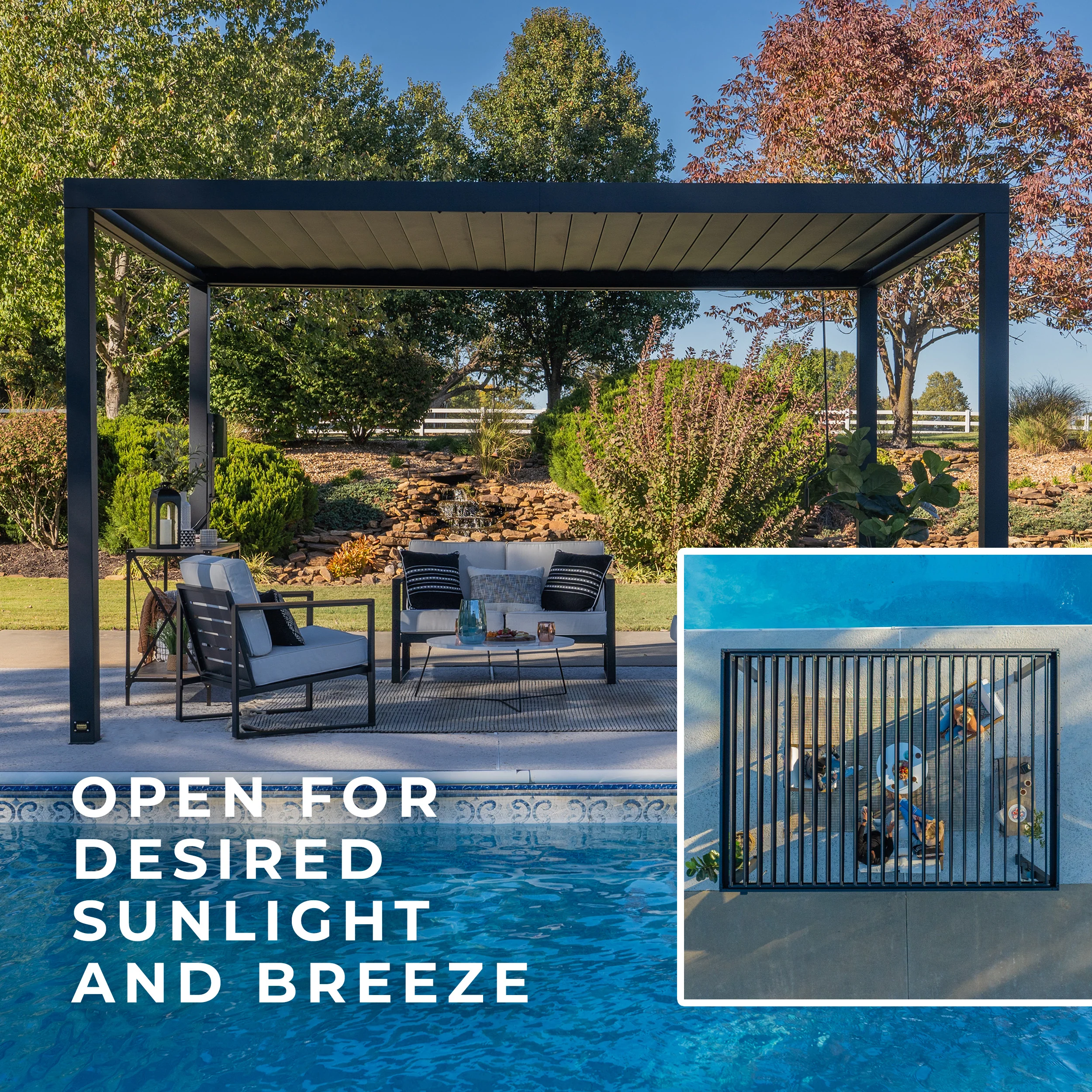 14x10 Sarasota Steel Louvered Pergola - Image 5