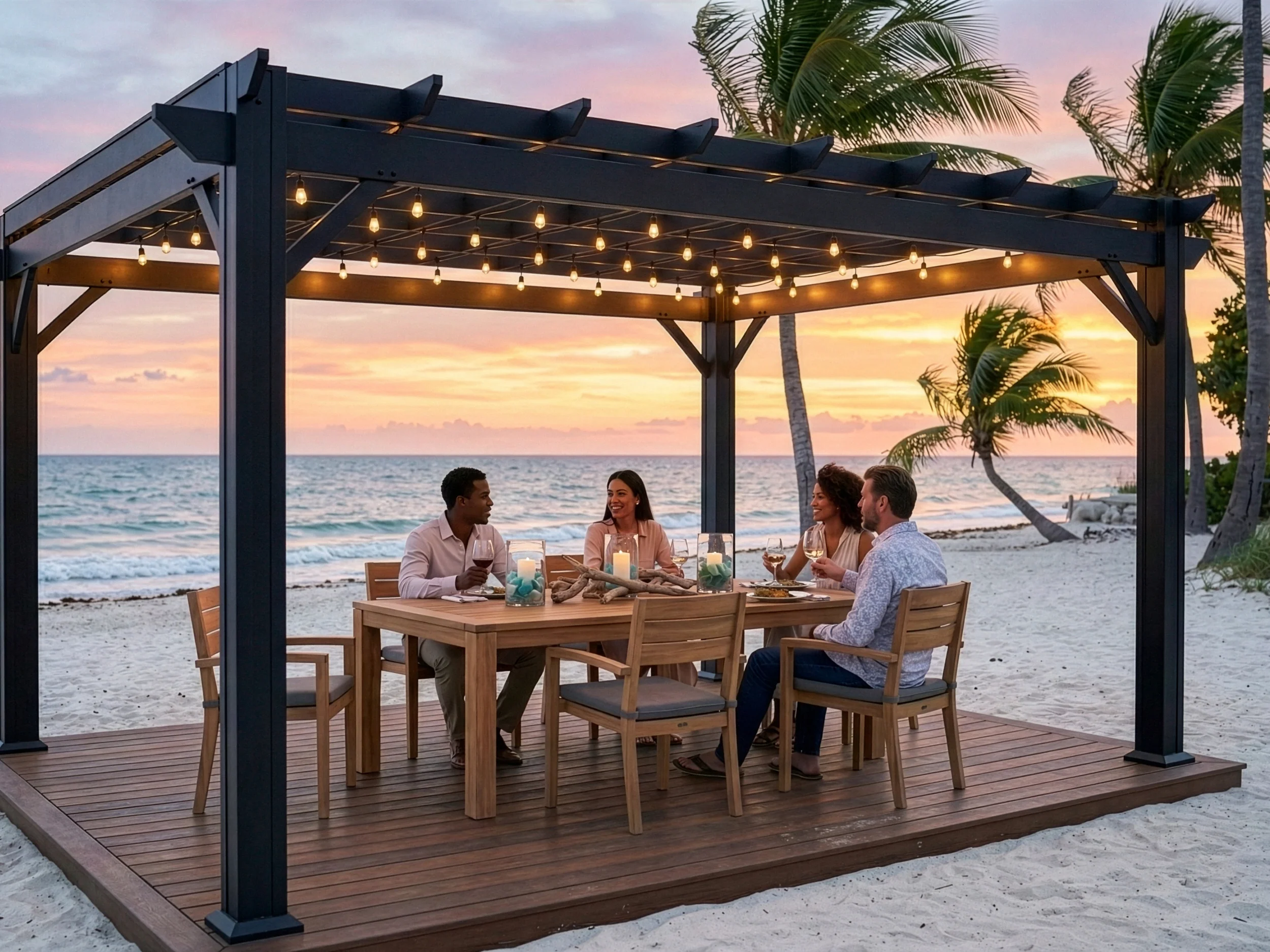 Stratford | 14x10 Steel Pergola – Black - Image 11