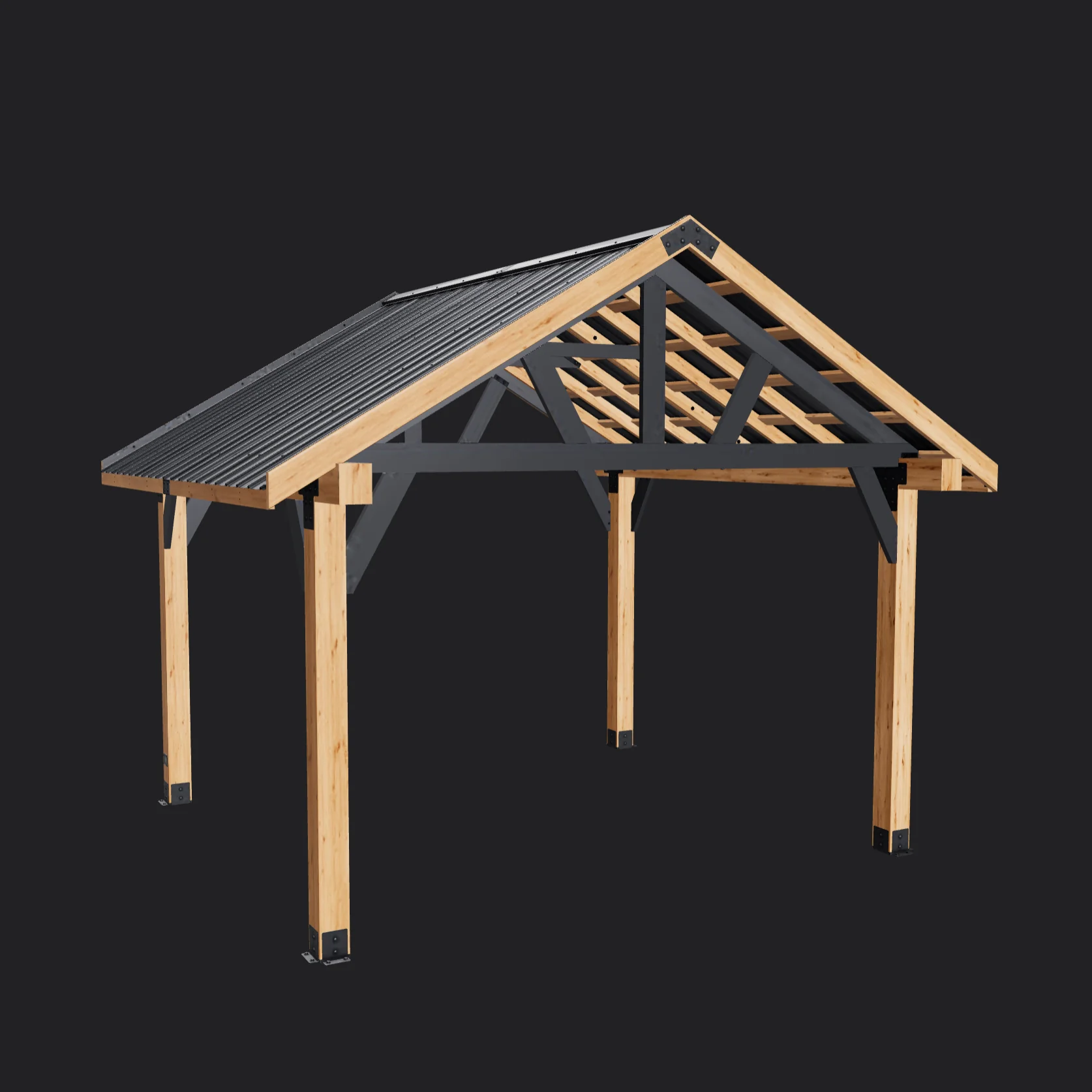 Lodge | 14x12 Cedar and Steel Gazebo with Steel Roof - Image 14