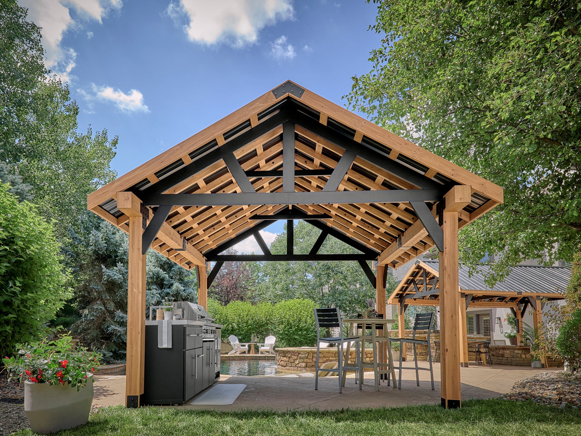 Lodge | 14x12 Cedar and Steel Gazebo with Steel Roof - Image 3