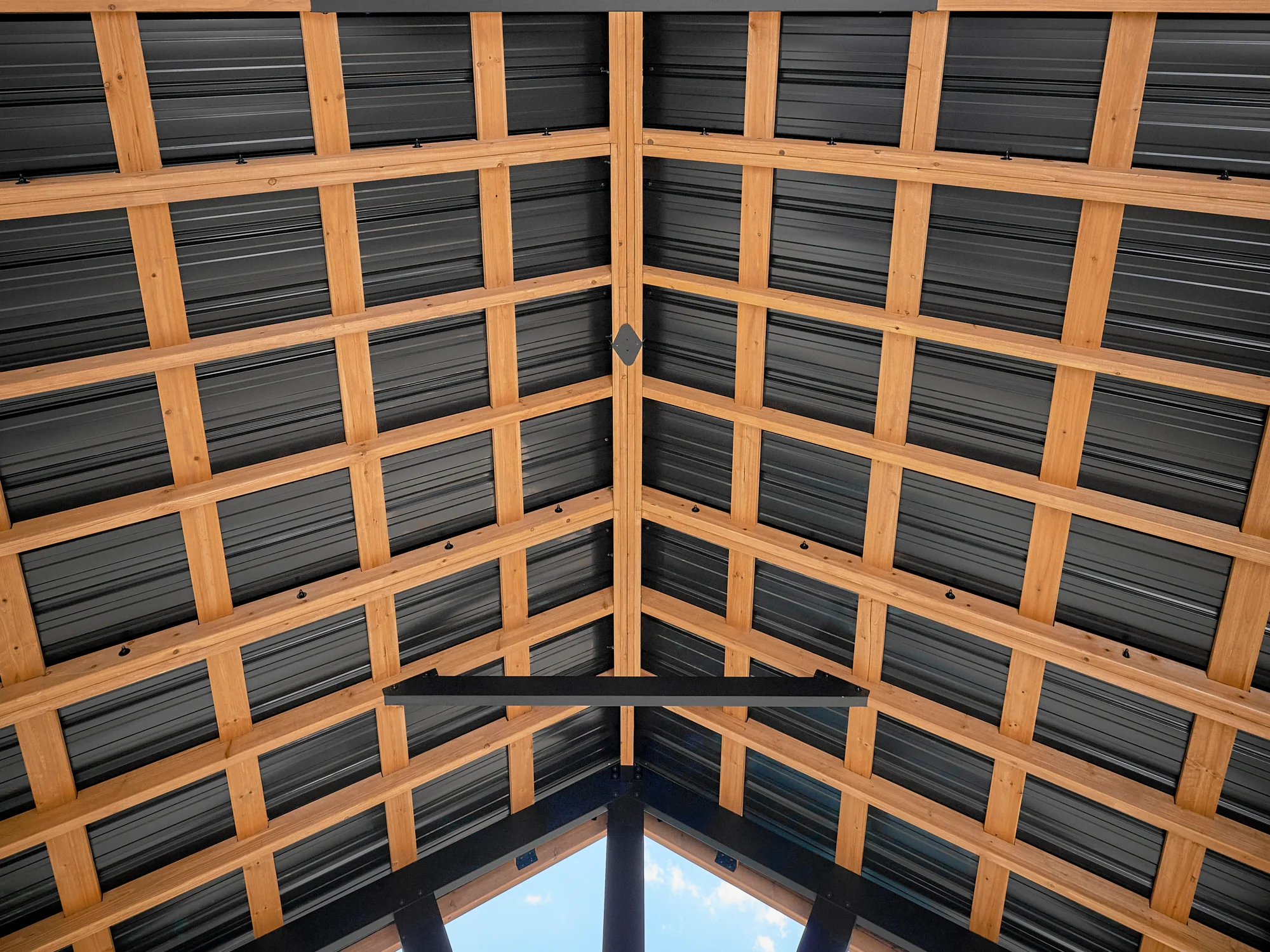 Lodge | 14x12 Cedar and Steel Gazebo with Steel Roof - Image 8