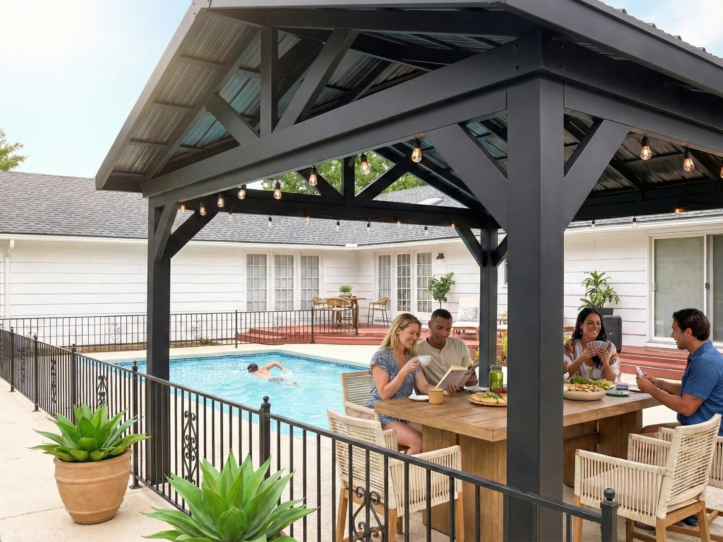 Lancaster | 16x14 Steel Gazebo with Gable Roof - Image 10