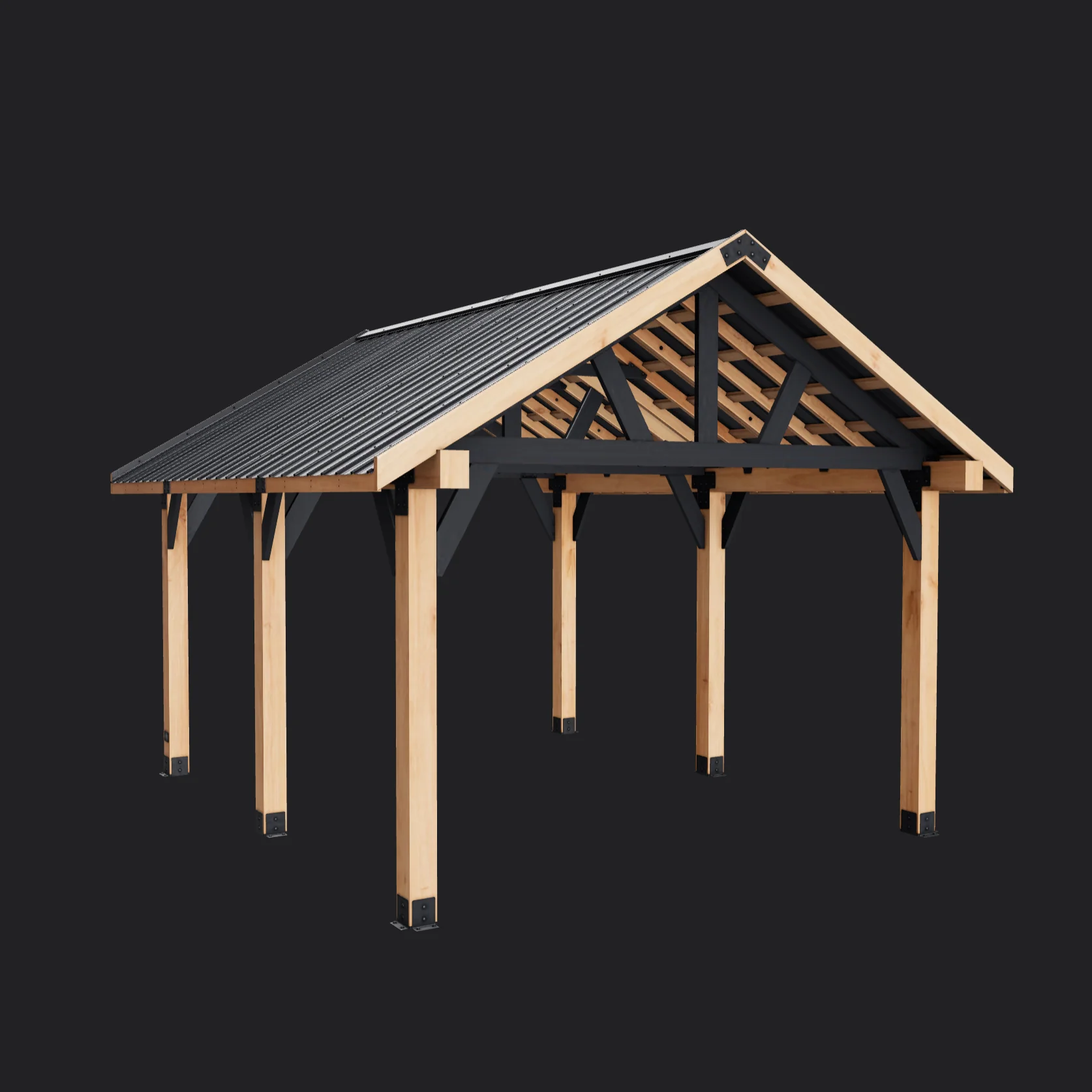 Lodge | 16x14 Cedar and Steel Gazebo with Steel Roof - Image 11