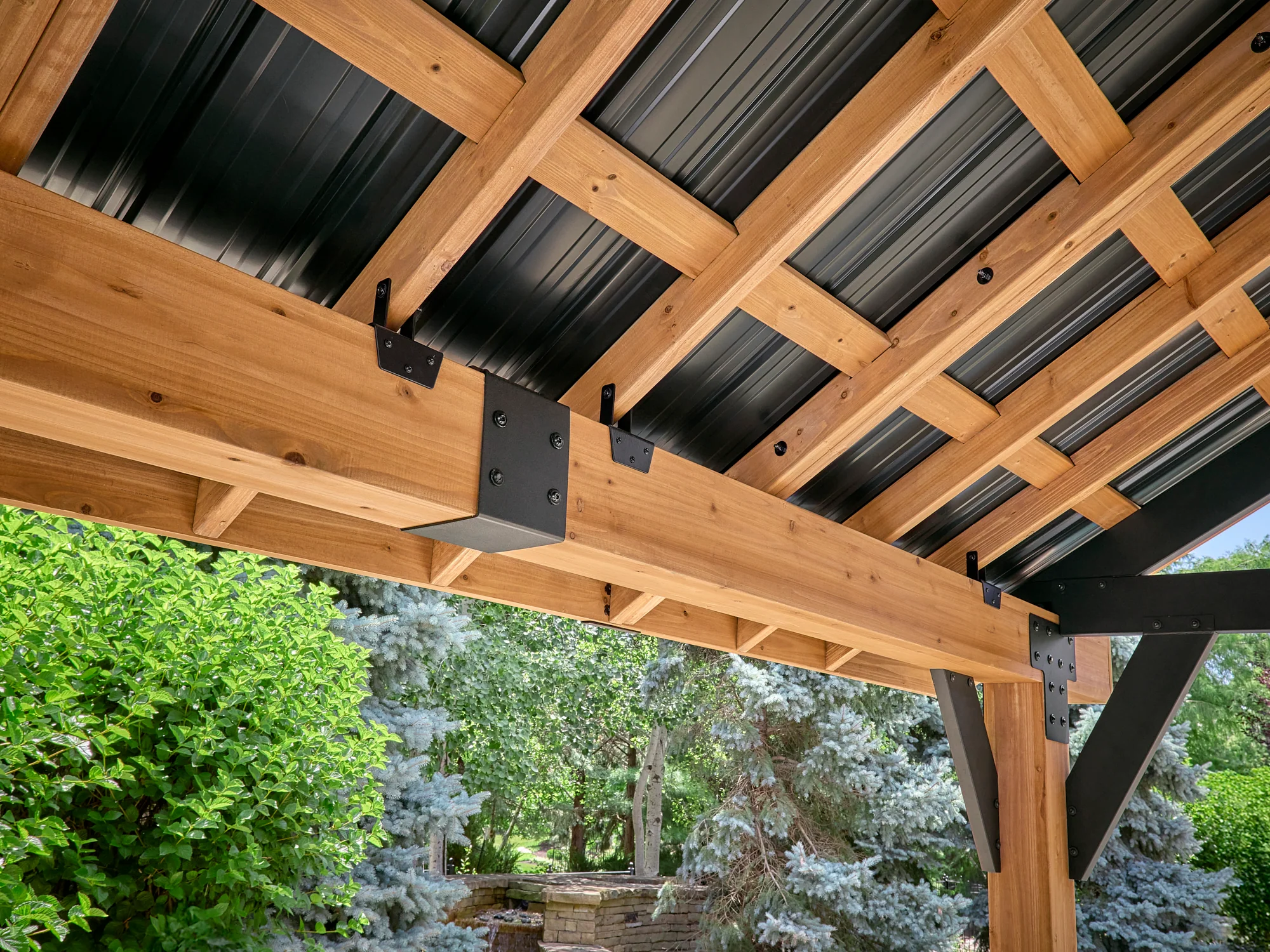 Lodge | 14x12 Cedar and Steel Gazebo with Steel Roof - Image 7