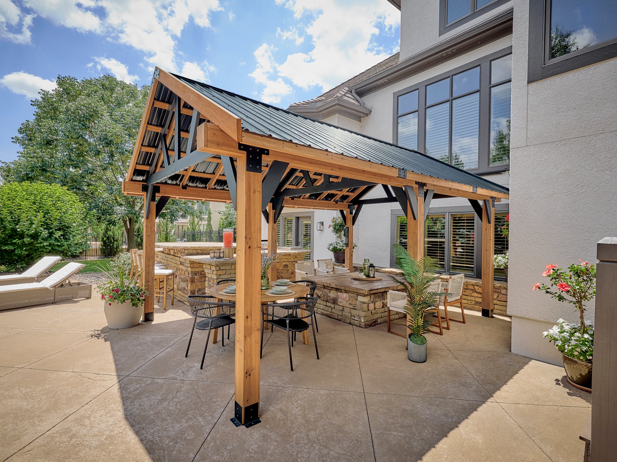 Lodge | 19x14 Cedar and Steel Gazebo with Steel Roof - Image 3