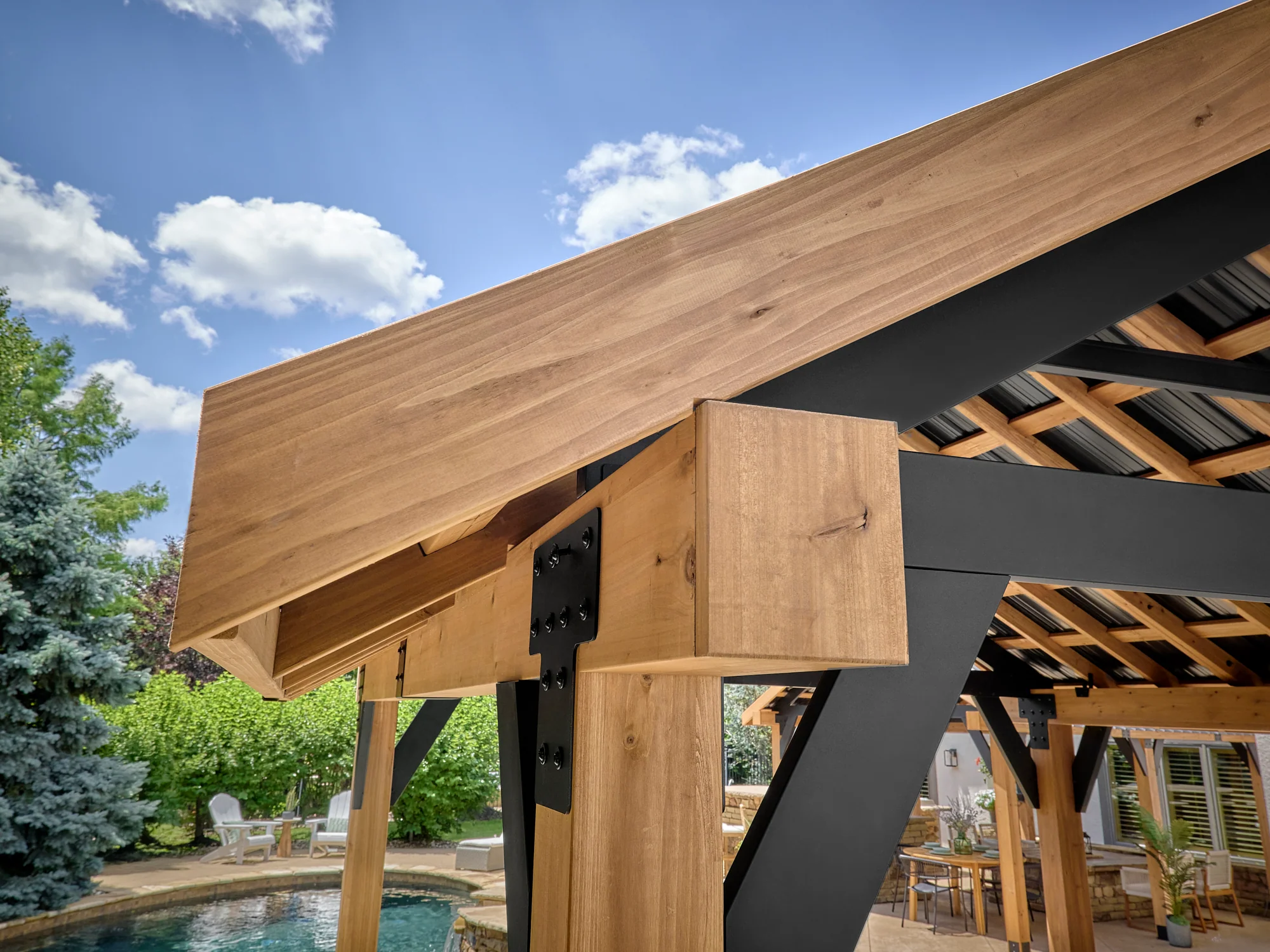 Lodge | 14x12 Cedar and Steel Gazebo with Steel Roof - Image 4