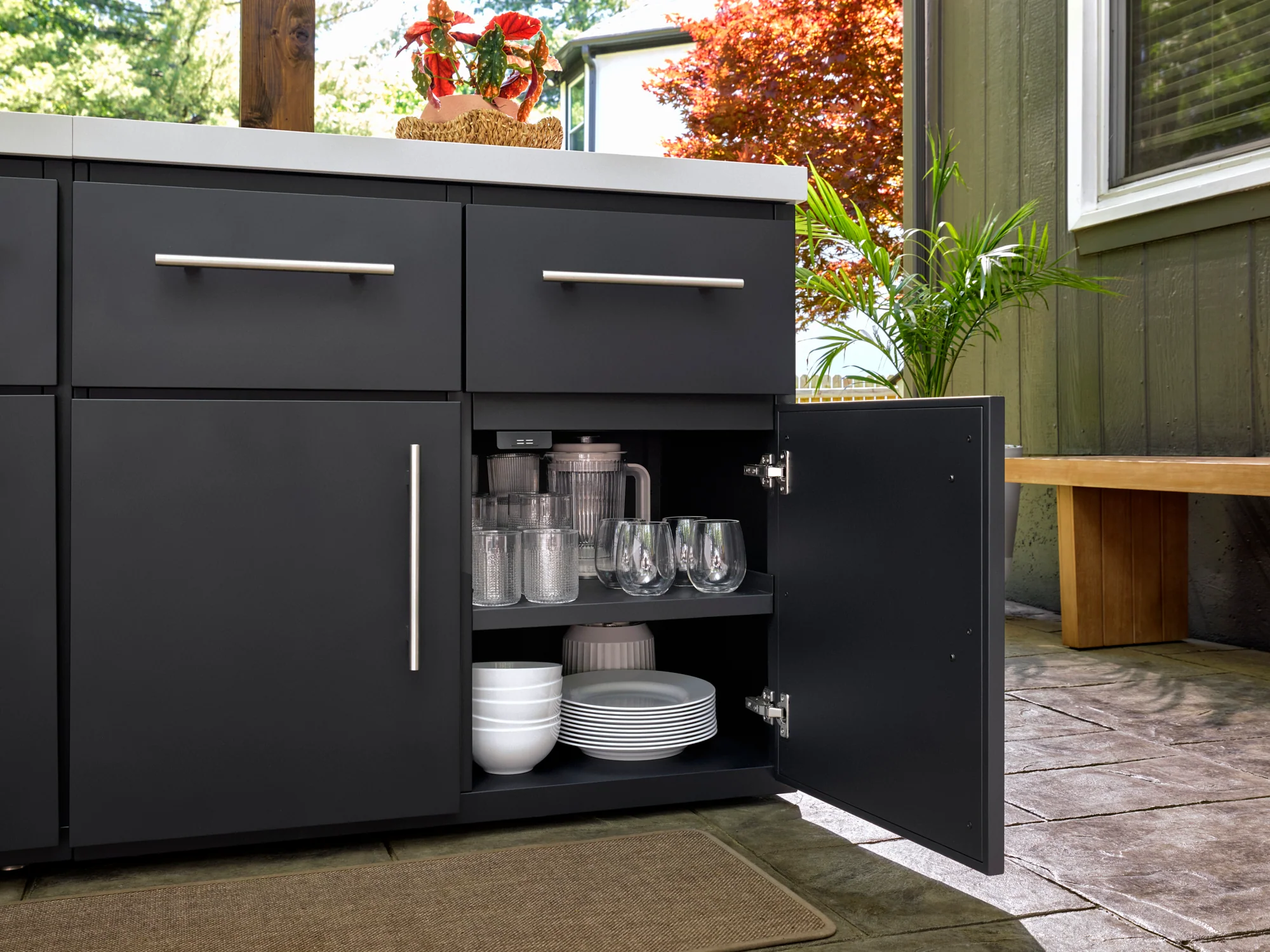 Emory | Corner Outdoor Kitchen Island with Bar Seating & Built-In Grill – Left - Image 14