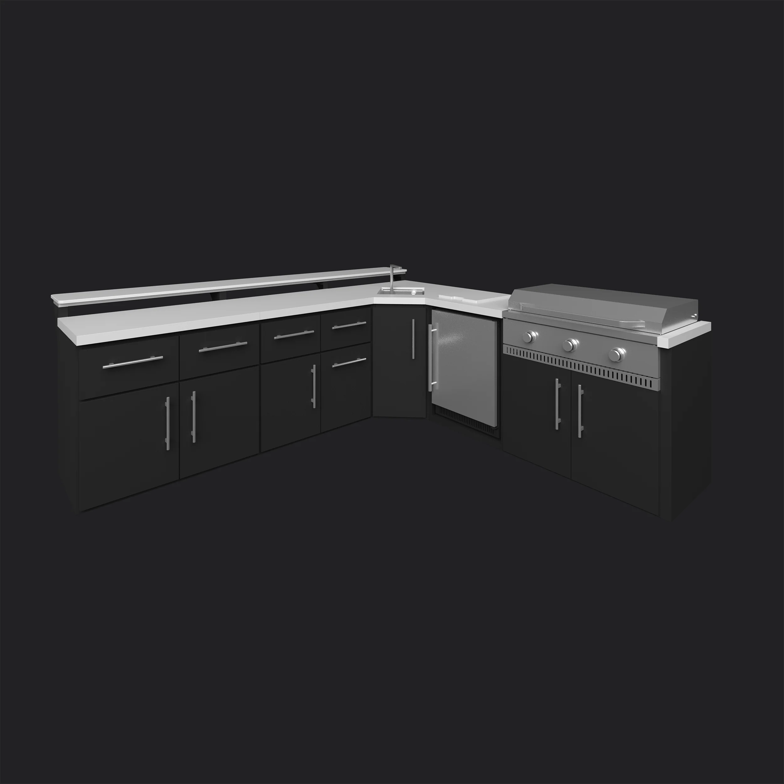 Emory | Corner Outdoor Kitchen Island with Bar Seating & Built-In Griddle – Right - Image 18