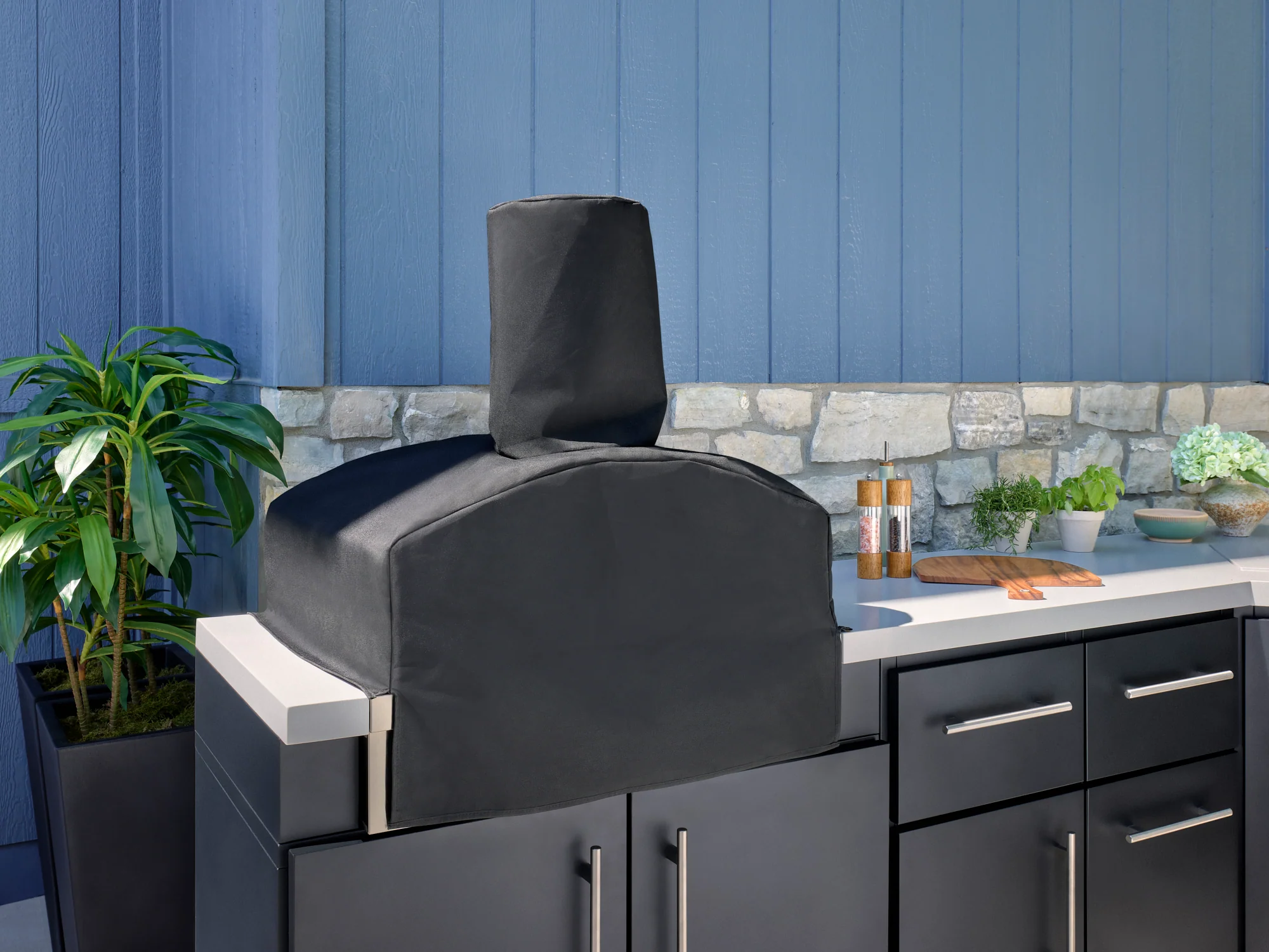 Emory | Corner Outdoor Kitchen Island with Built-In Griddle & Pizza Oven - Image 14