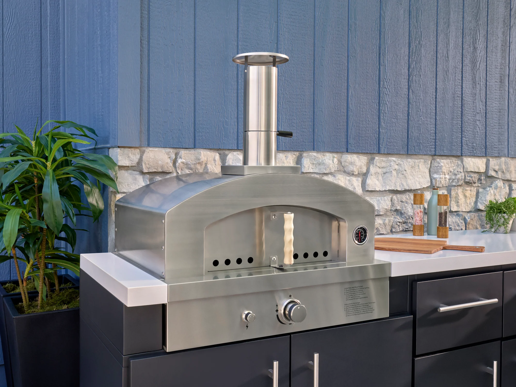 Emory | Corner Outdoor Kitchen Island with Built-In Griddle & Pizza Oven - Image 5