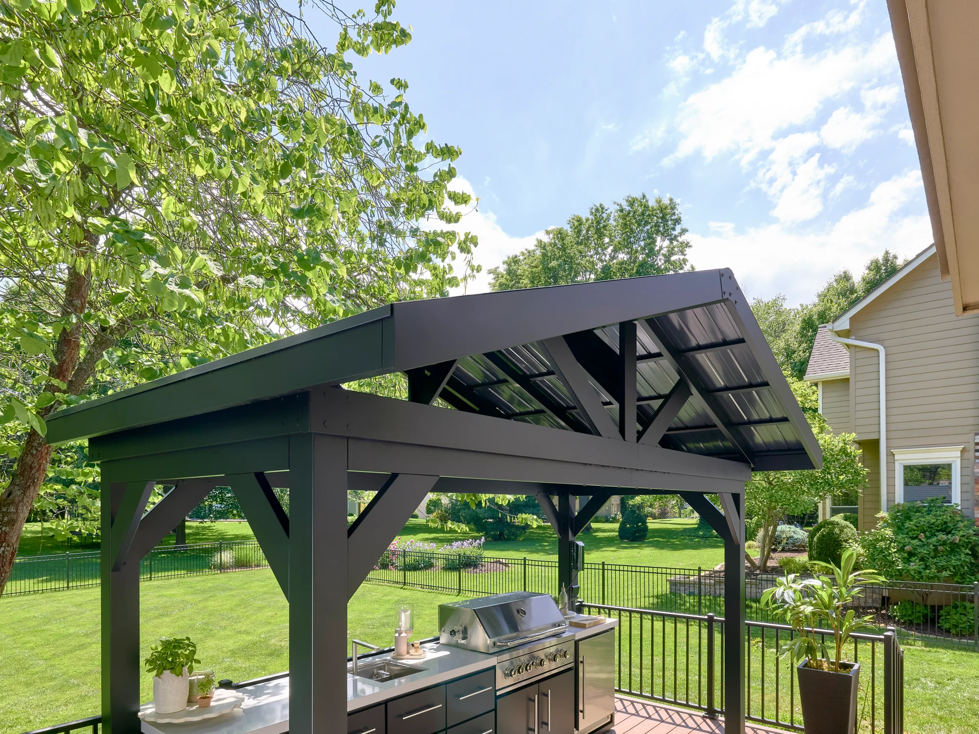 Lancaster | Covered Linear Outdoor Kitchen with Built-In Griddle - Image 7