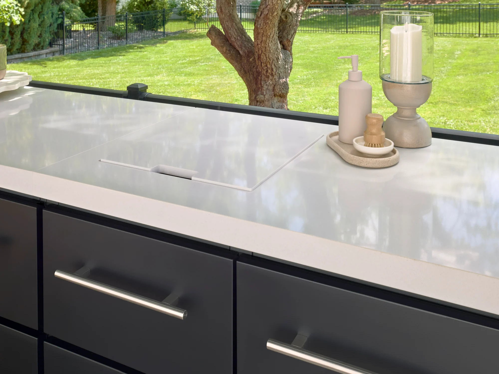 Lancaster | Covered Linear Outdoor Kitchen with Built-In Griddle - Image 8