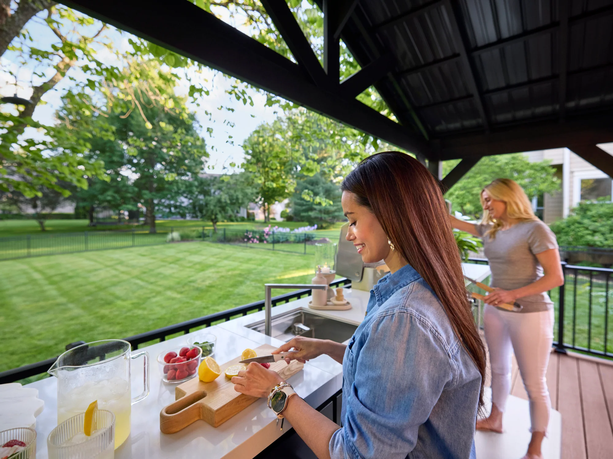 Lancaster | Covered Linear Outdoor Kitchen with Built-In Grill - Image 20