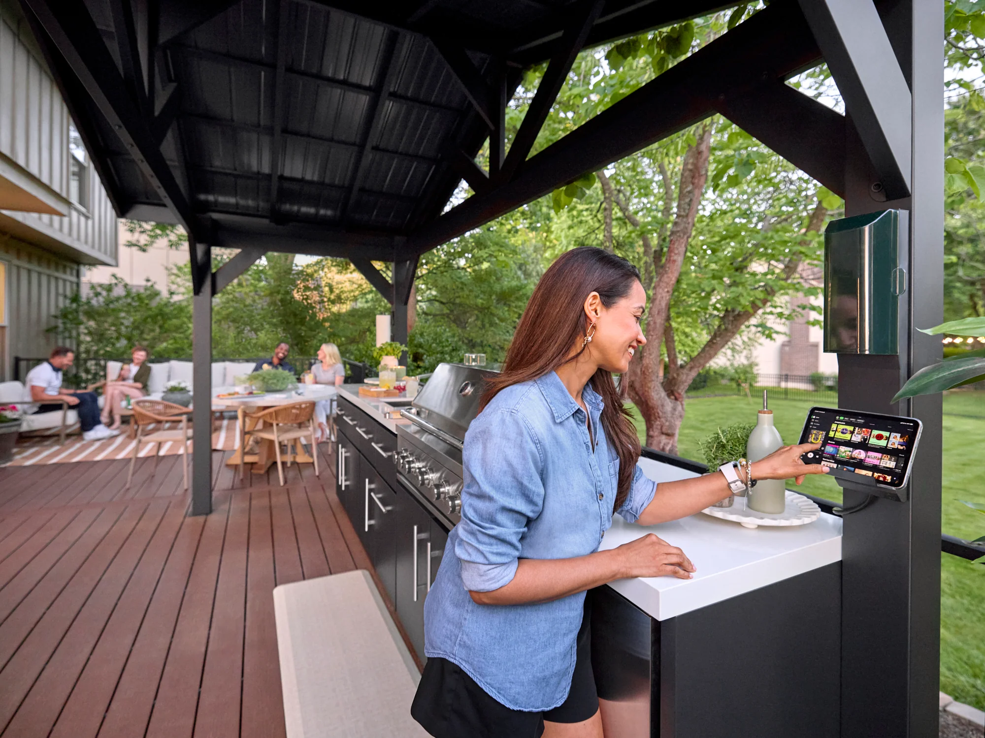 Lancaster | Covered Linear Outdoor Kitchen with Built-In Grill - Image 22