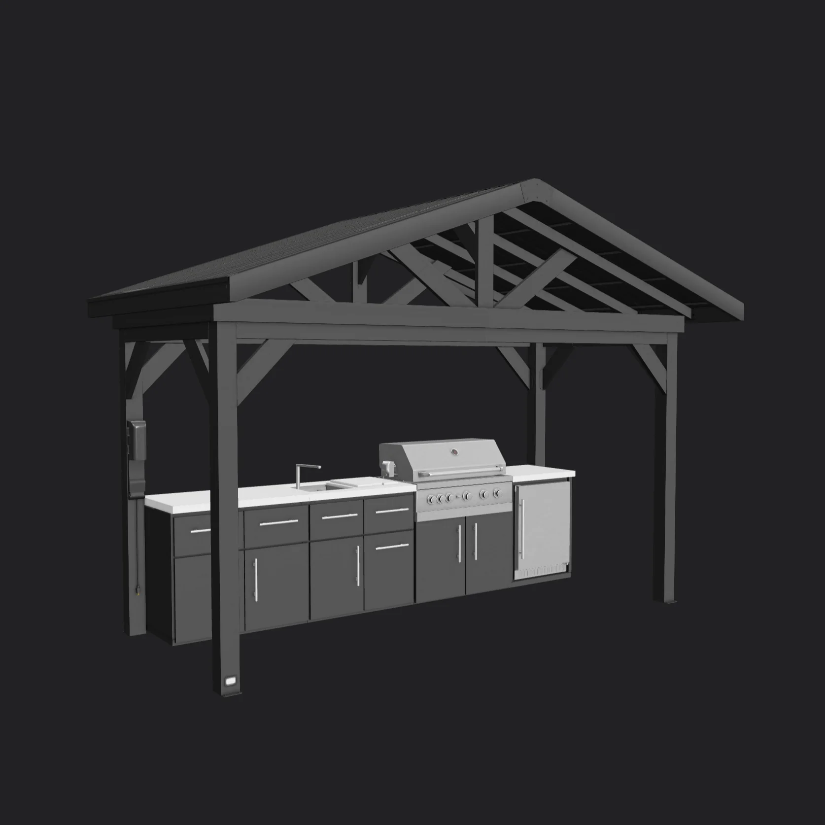 Lancaster | Covered Linear Outdoor Kitchen with Built-In Grill - Image 23