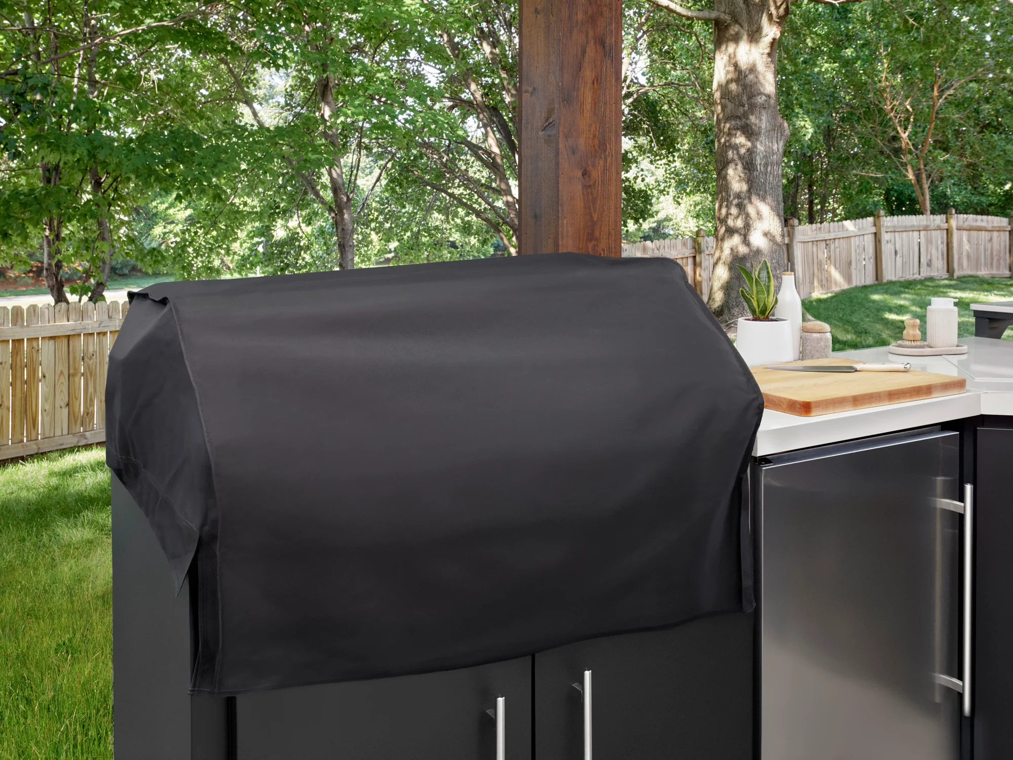 Langston | Covered Walk-In Outdoor Kitchen with Built-In Griddle & Pizza Oven - Image 21
