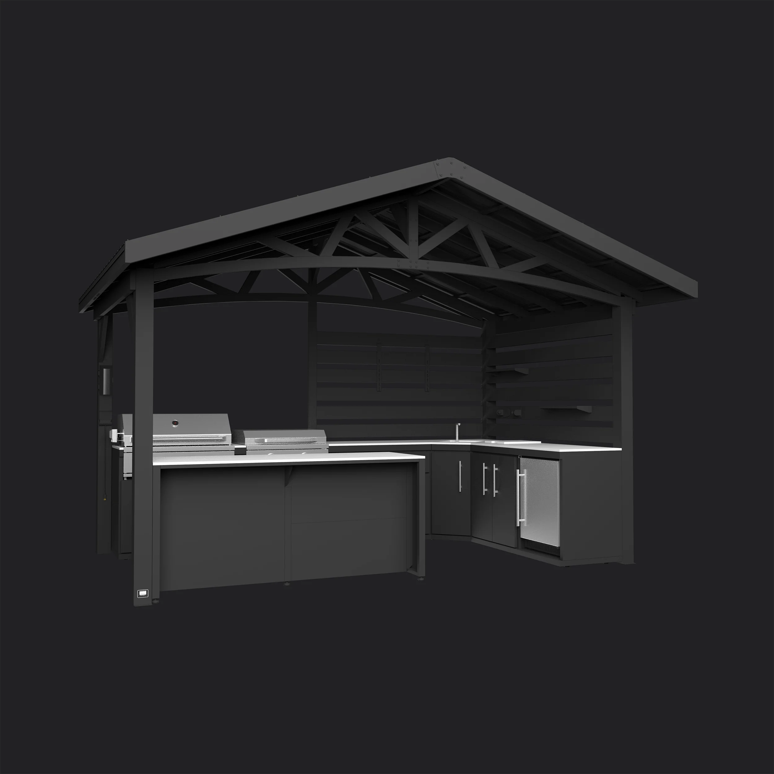 Langston | Covered Walk-In Outdoor Kitchen with Built-In Grill & Griddle - Image 26