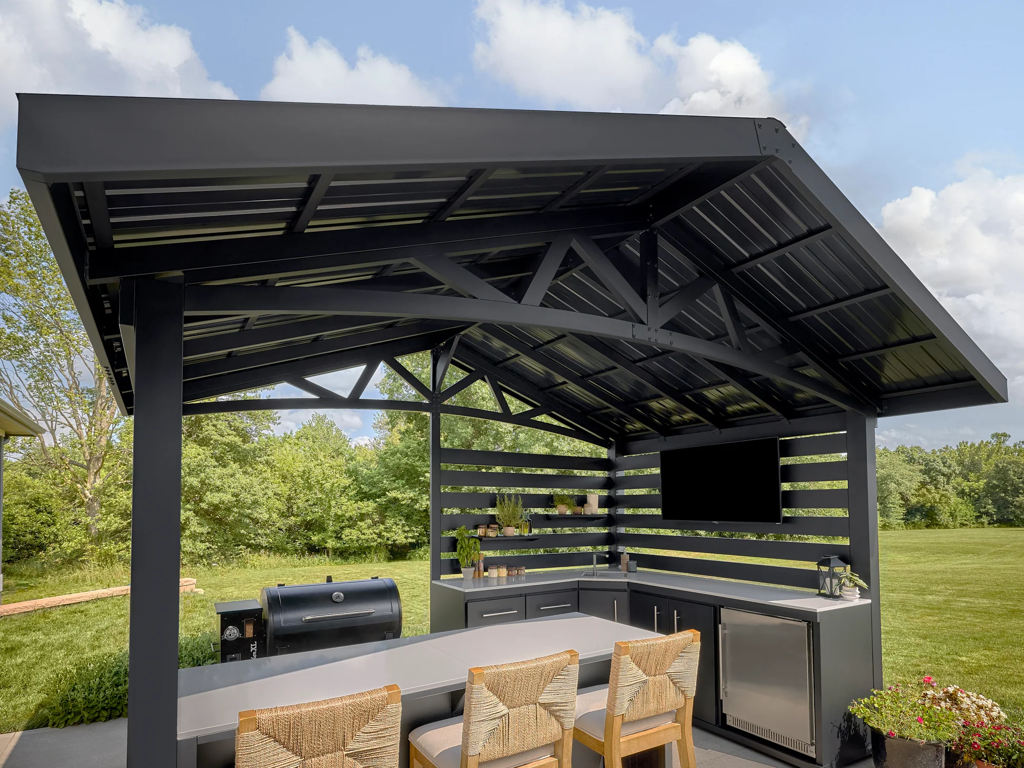 Langston | Covered Appliance-Ready Outdoor Kitchen with Refrigerator & Sink - Image 4