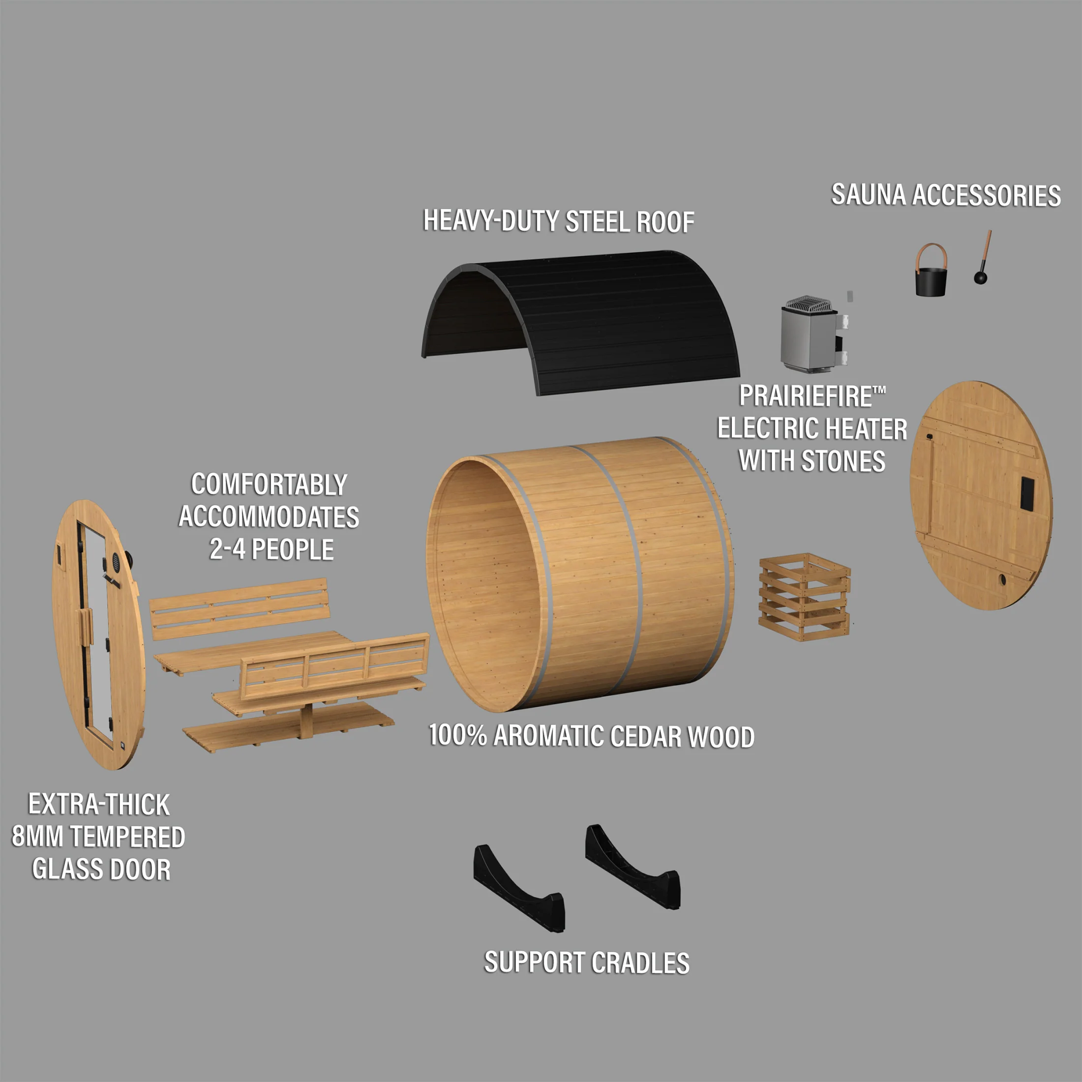 Paxton Outdoor Barrel Sauna – 2-4 Person - Image 16