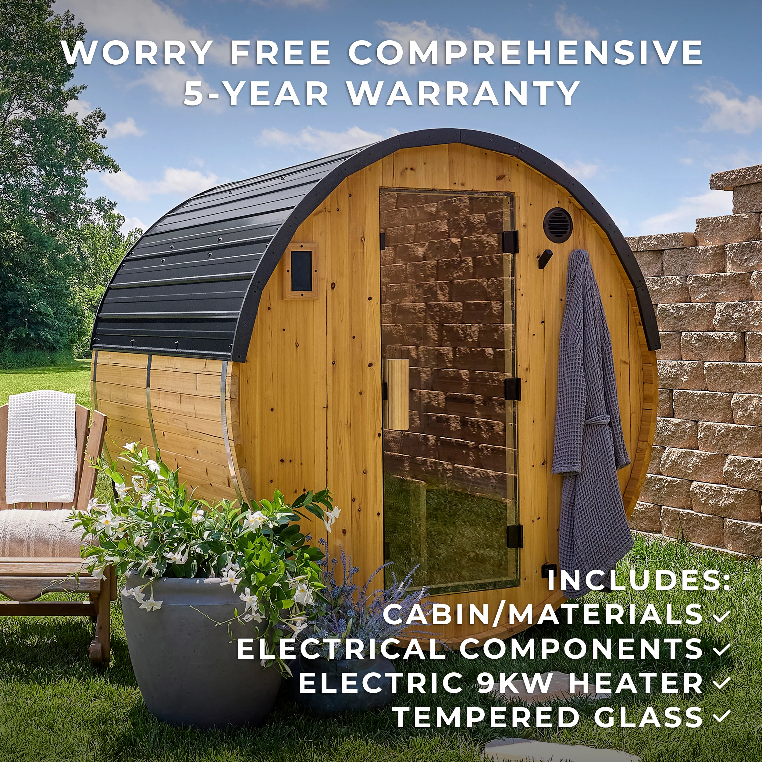 Paxton Outdoor Barrel Sauna – 2-4 Person - Image 3