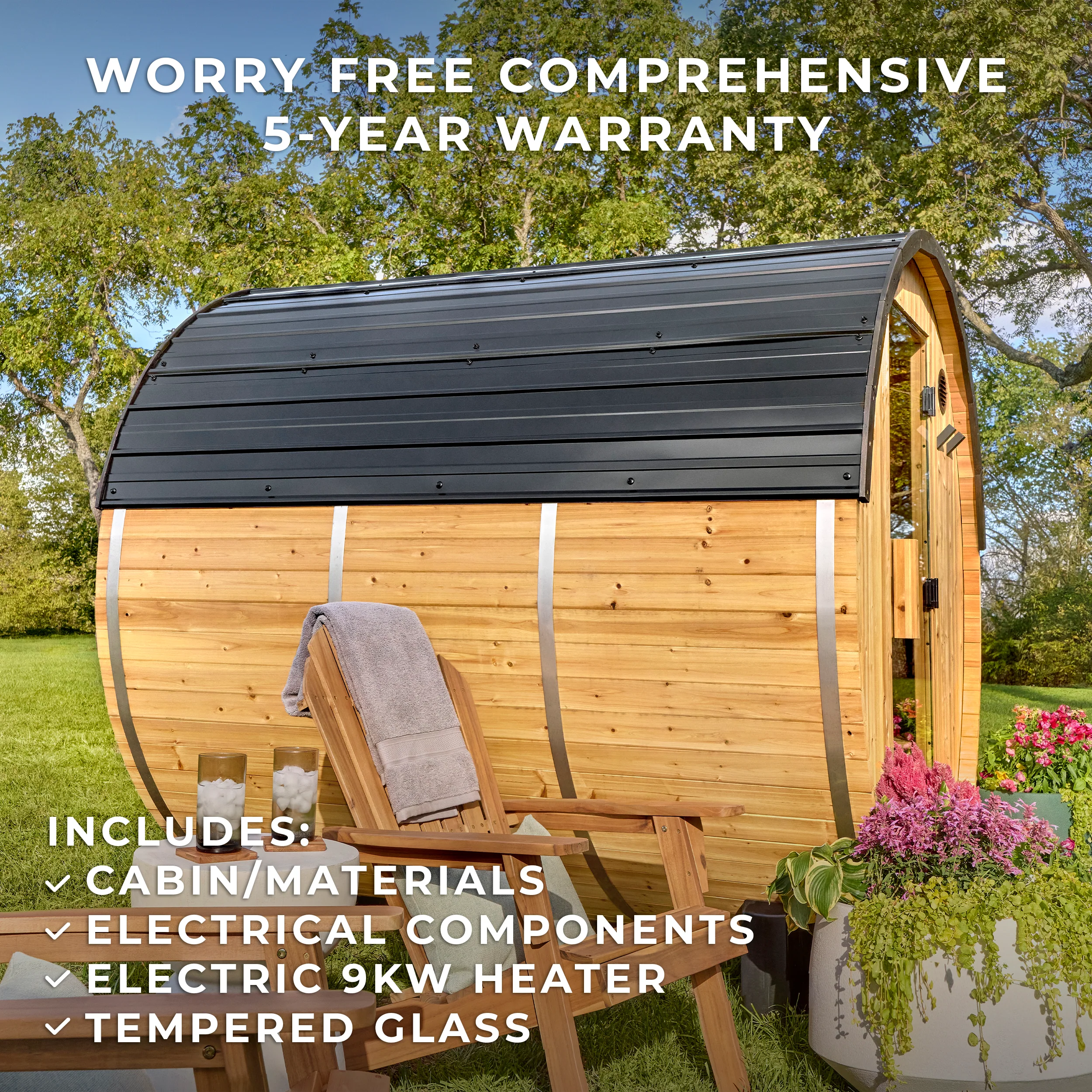 Paxton Outdoor Barrel Sauna – 4-6 Person - Image 3