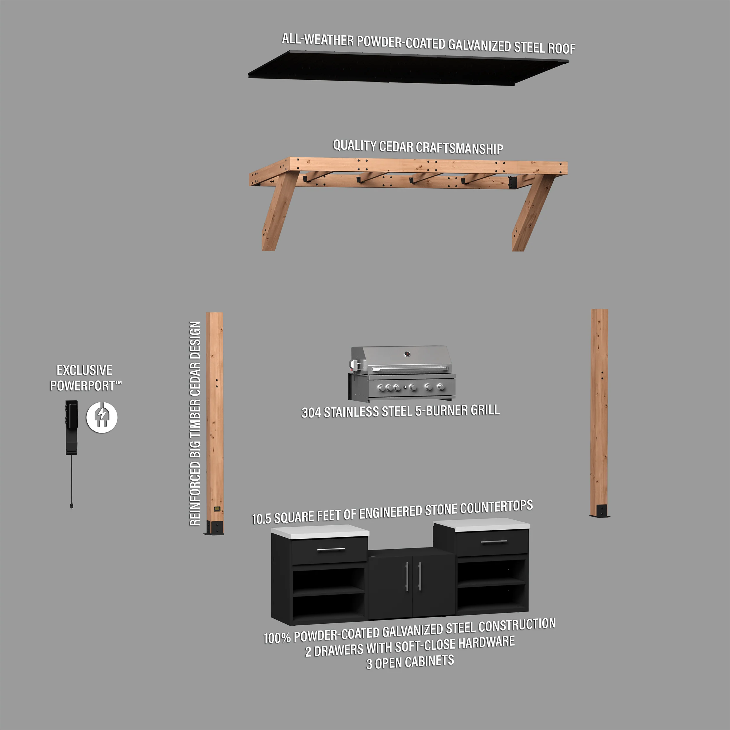 Timber Rock Outdoor Grill Cook Station - Image 19